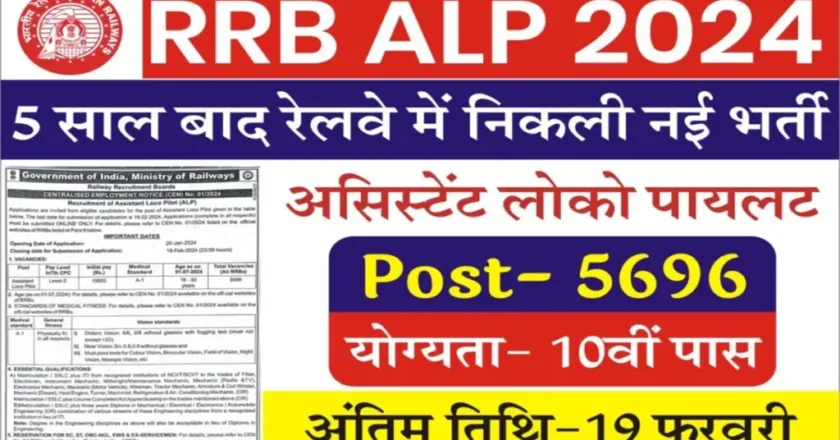 RRB ALP भर्ती 2024 – 5696 रिक्ति के लिए ऑनलाइन आवेदन करें